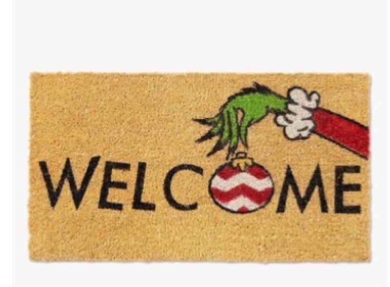 Funny Christmas Door Mat 17"x30", Holiday Coir Doormat for Front Porch, Natural Coco Fiber with Non-