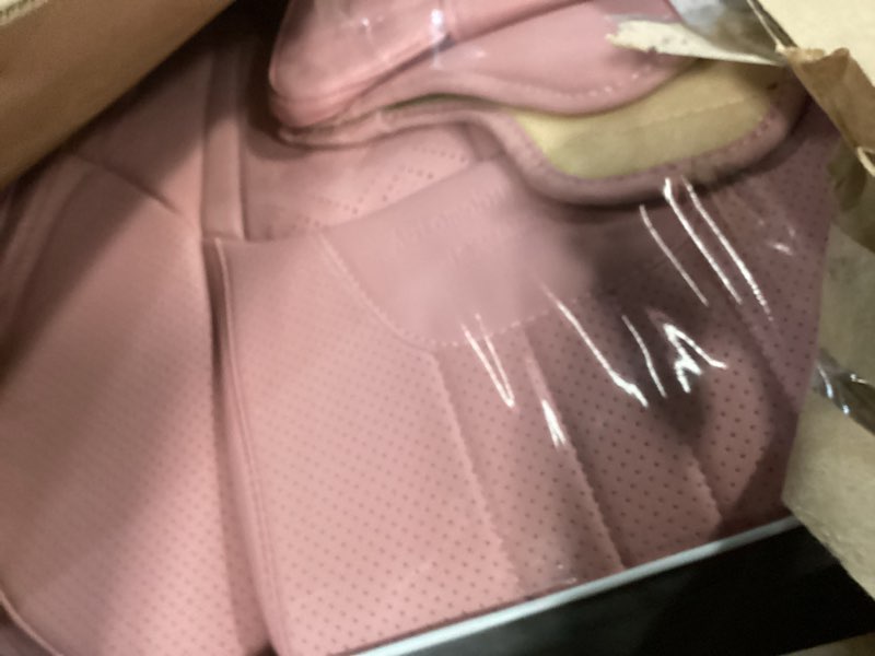 Condition photo showing Good Condition for NS YOLO Universal Leather Car Seat Covers Full Coverage,Waterproof Custom Fit for Cars,SUVs and Trucks, Premium PU Leather Automotive Seat Protector with Anti-Slip Design,Pink Seat Cover for 5 Seats Pink Full Set