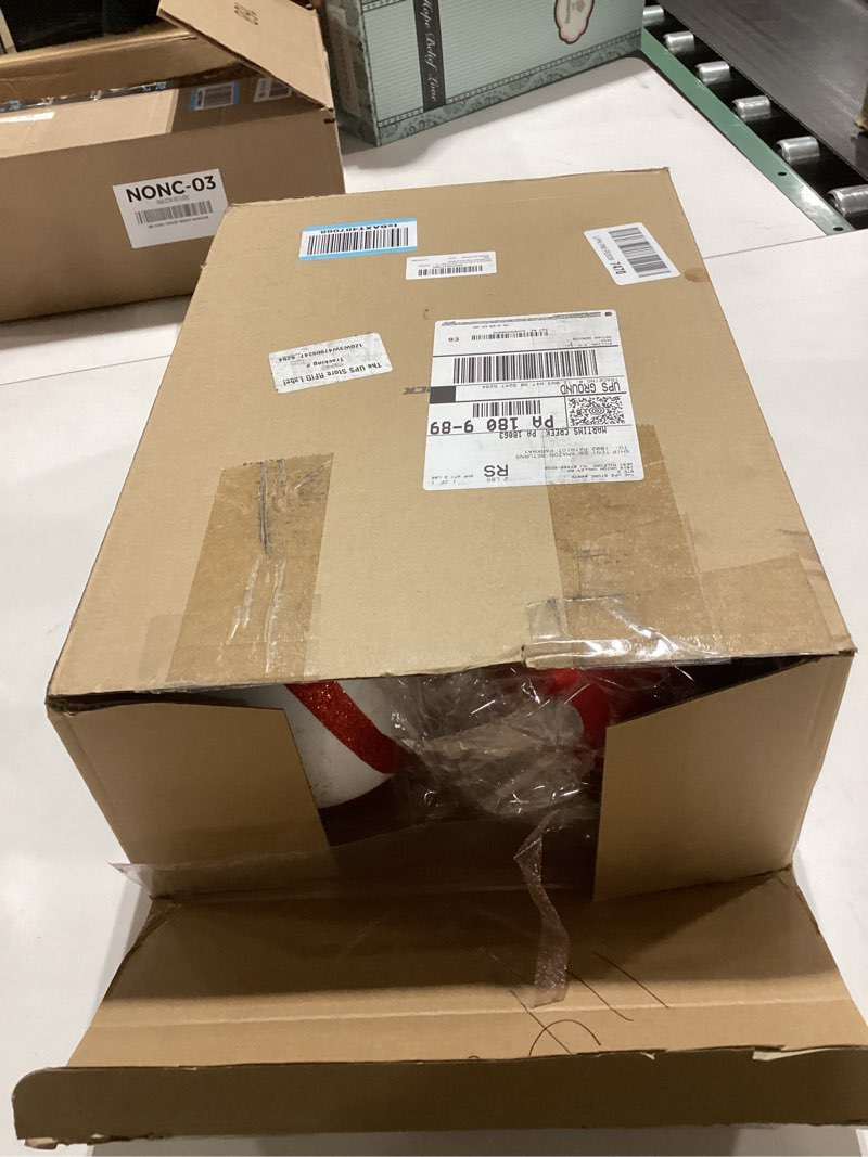 Condition photo showing New/Like New for Meooeck 6 Pack Christmas Ball Ornament 6'' Glitter Peppermint Candy Ornament Red Balls Plastic Hanging Decoration Holiday Christmas Tree Decoration Red and White