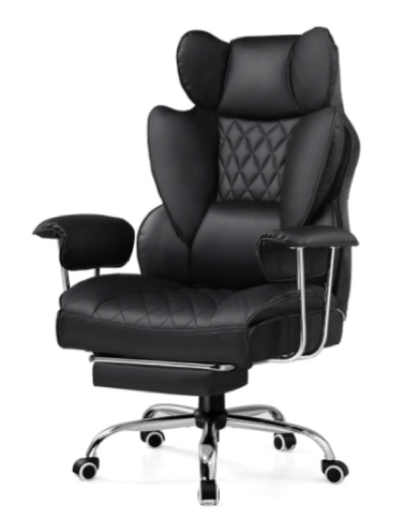gtracing gaming chair,office chair with pocket spring lumbar support, ergonomic comfortable wide office desk computer chair with outward fixed soft armrests and footrest (pu leather, black)