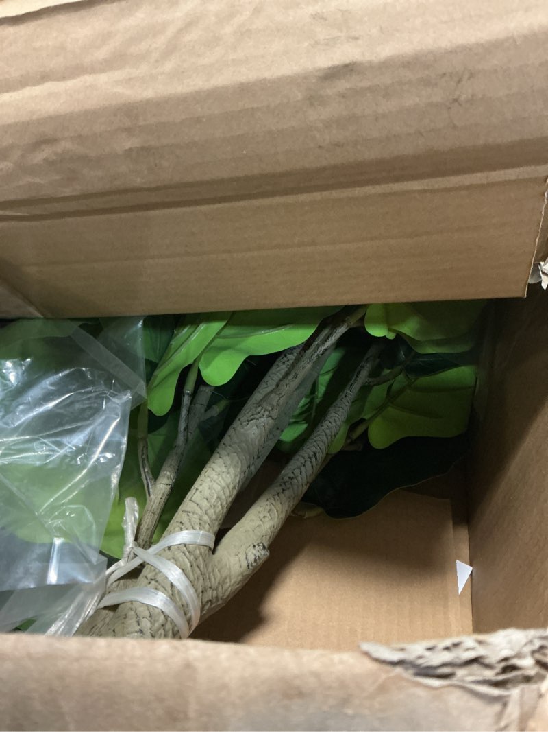Condition photo showing Good Condition for artificial fiddle leaf tree, 6ft faux plant fake ficus lyrata trees with white planter, artificial fig trees floor plants for house office living room indoor home decor, housewarming gift