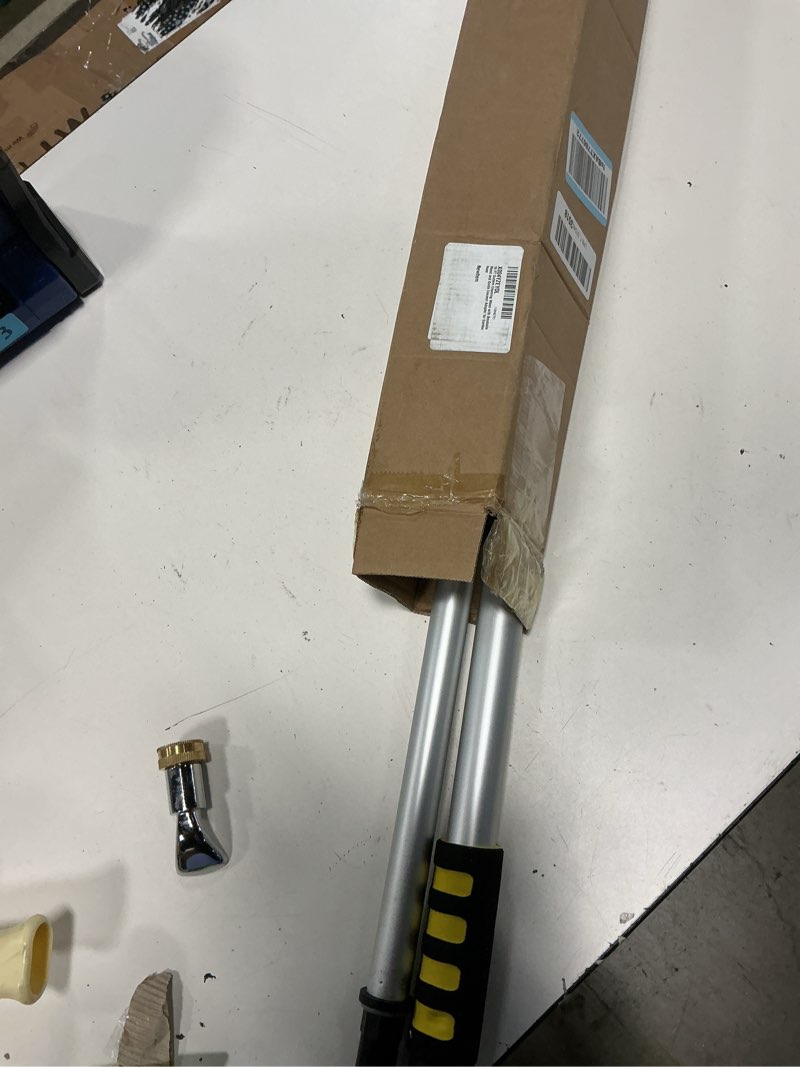 Condition photo showing As Is for 16ft gutter cleaning wand (max 24ft reach), flexible hose wand & stainless steel curved wand (360° rotating nozzle), adjustable spray, brass valve, garden hose attachment for roof & outdoor cleaning