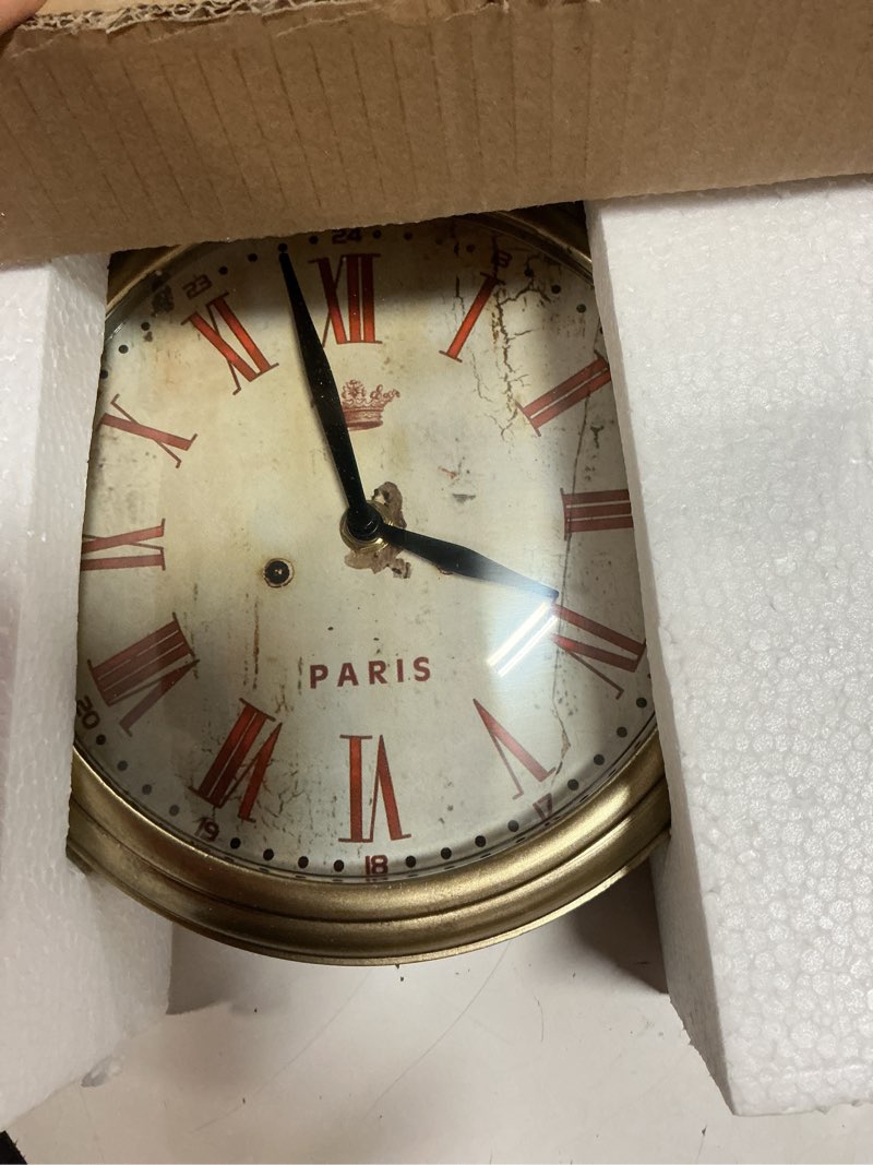 Condition photo showing New/Like New for nikky home small vintage gold wall clock 8 inch, battery operated silent retro metal round analog clock for bathroom kitchen living room bedroom office