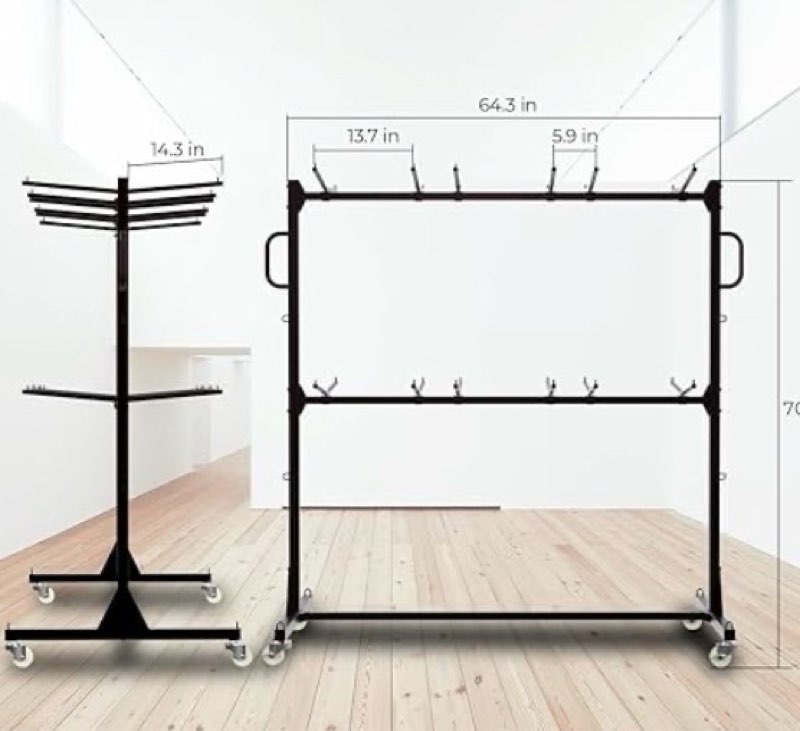 (Incomplete 1 piece only) Folding Chair Cart, Folding Chair Rack for 84 Folding Chairs or 42 Chairs and 12 Table of 660 LBS Capacity with Universal Wheels, Weatherproof Cover & 2 Elastic Cords