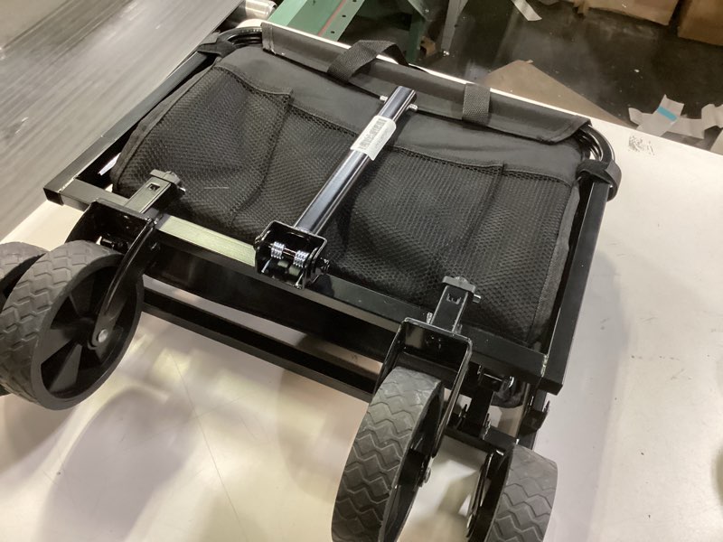 Condition photo showing New/Like New for Wagons Carts Foldable,280 LBS Large Capacity Foldable Wagon Cart Collapsible Wagon with Wheels & Drink Holders,Utility Folding Cart for Camping Garden Beach Picinic Grocery Outdoor Shopping(Black) Black 280lbs