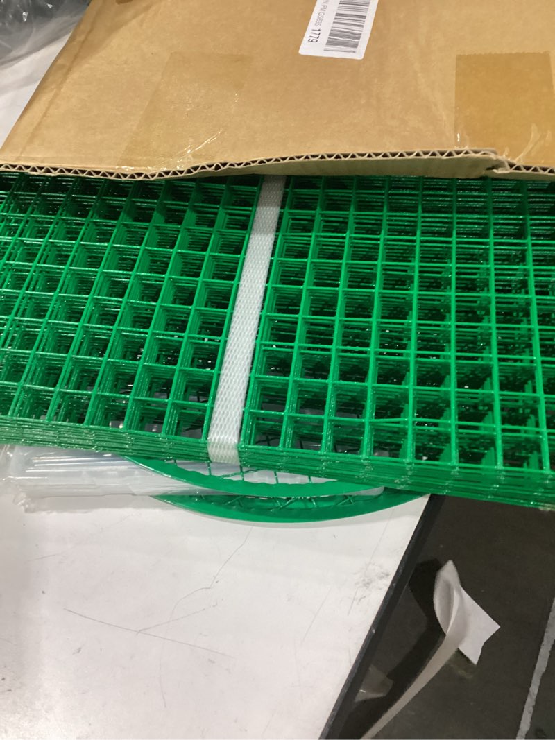 Condition photo showing As Is for hiboom 4 pack garden plant protectors from animals with stakes, metal mesh and detachable covers wire plant cage for keeping bunny animals out, chicken wire cover garden protect (12 * 13 in) 4 12*13 in