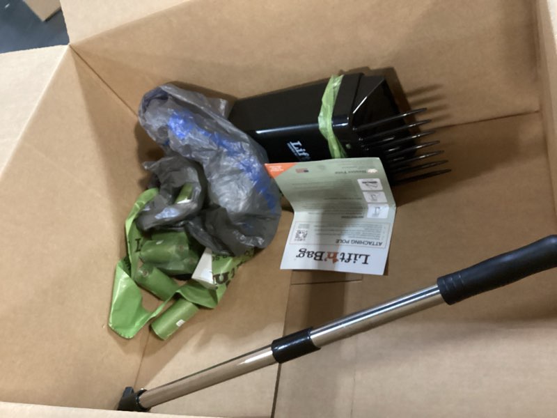 Condition photo showing As Is for Neater Pet Brands Lift N’ Bag 2.0 Dog Pooper Scooper with Bag Attachment & 27" Pole for Small to Large Dogs, New & Improved Design, 15 Refill Bags, Heavy Duty Dog Poop Scooper for Yard, One-Hand Use Pole - 15 Bags Black Scoop w/ Black Bin