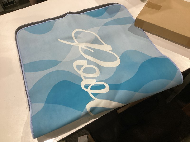 Condition photo showing Good Condition for jenaai 24" x 48" poolside mat outdoor rug, non slip waterproof rubber mat for deck, edge of pool, patio, beach, summer outside swimming decorative (waves) 24" x 48" calm waves