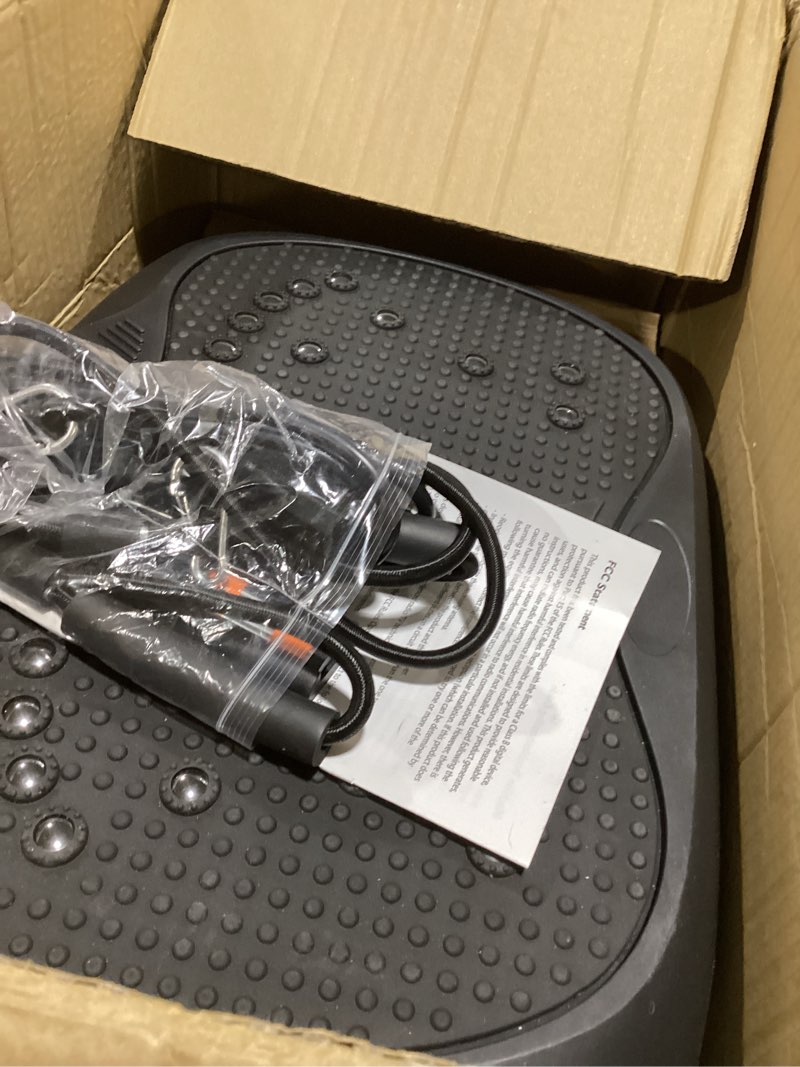 Condition photo showing As Is for Vibration Plate Exercise Machine - Whole Body Workout Vibration Platform Lymphatic Drainage Machine for Weight Loss Home Fitness with Resistance Bands Remote Black