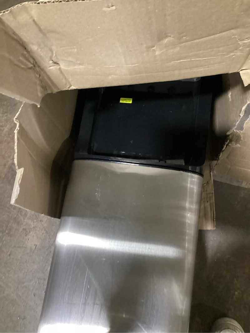 Condition photo showing As Is for brio bottom loading water cooler dispenser for 5 gallon bottles - 3 temperatures with hot, room & cold spouts, child safety lock, led display with empty bottle alert, stainless steel