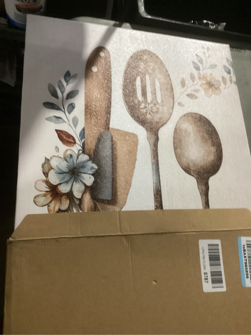 Condition photo showing Good Condition for kitchen utensils canvas wall art, rustic vintage knives forks and spoon painting, stylish wall decoration for kitchen dining restaurant space hanging paintings poster 08x12inch(20x30cm) 08x12inch(20x30cm) unframe-style
