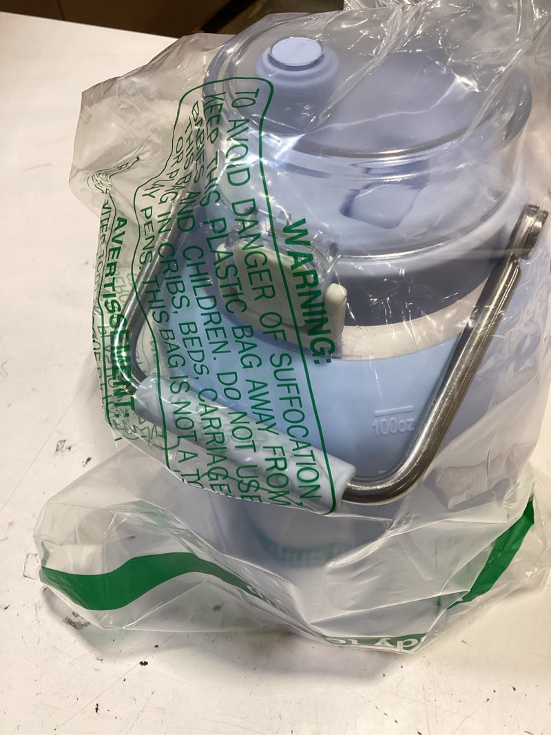 Condition photo showing Good Condition for winsa large glass water bottles with stainless steel handle,100 oz gallon drinking bottle with 2-in-1 straw lid,3 liter glass water jug with silicone sleeve,wide mouth,light blue light blue 100 ounces