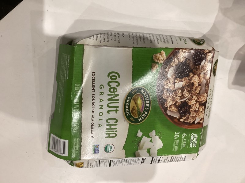 Condition photo showing New/Like New for Nature's Path Organic Coconut Chia Granola, 12.34 oz (Pack of 1), Non-GMO Coconut Chia 12.3 Ounce (Pack of 1)