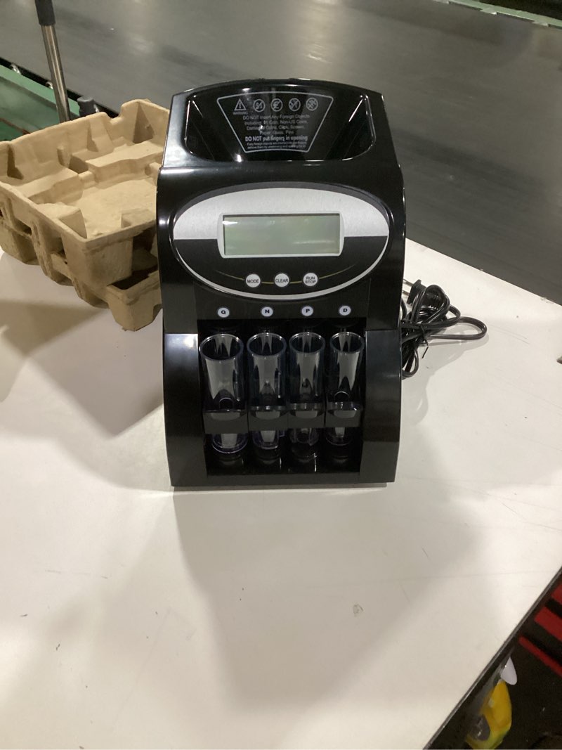 Condition photo showing As Is for Automatic Coin Sorter & Wrapper: with Anti-Jam Technology – 312 Coins/Min, 400-Coin Mega Hopper & Digital Display for Home, Office, Retail, and Laundromats