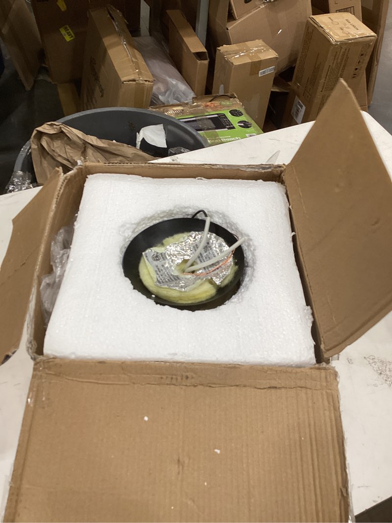 Condition photo showing Good Condition for globe electric oswald 1-light flush mount, matte brass, matte black accent canopy, frosted glass shade, bulb not included