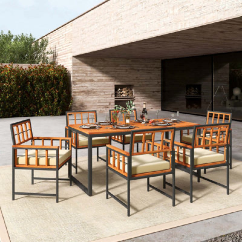 incomplete Mauel Rectangular 6 - Person 69'' L Outdoor Restaurant Dining Set