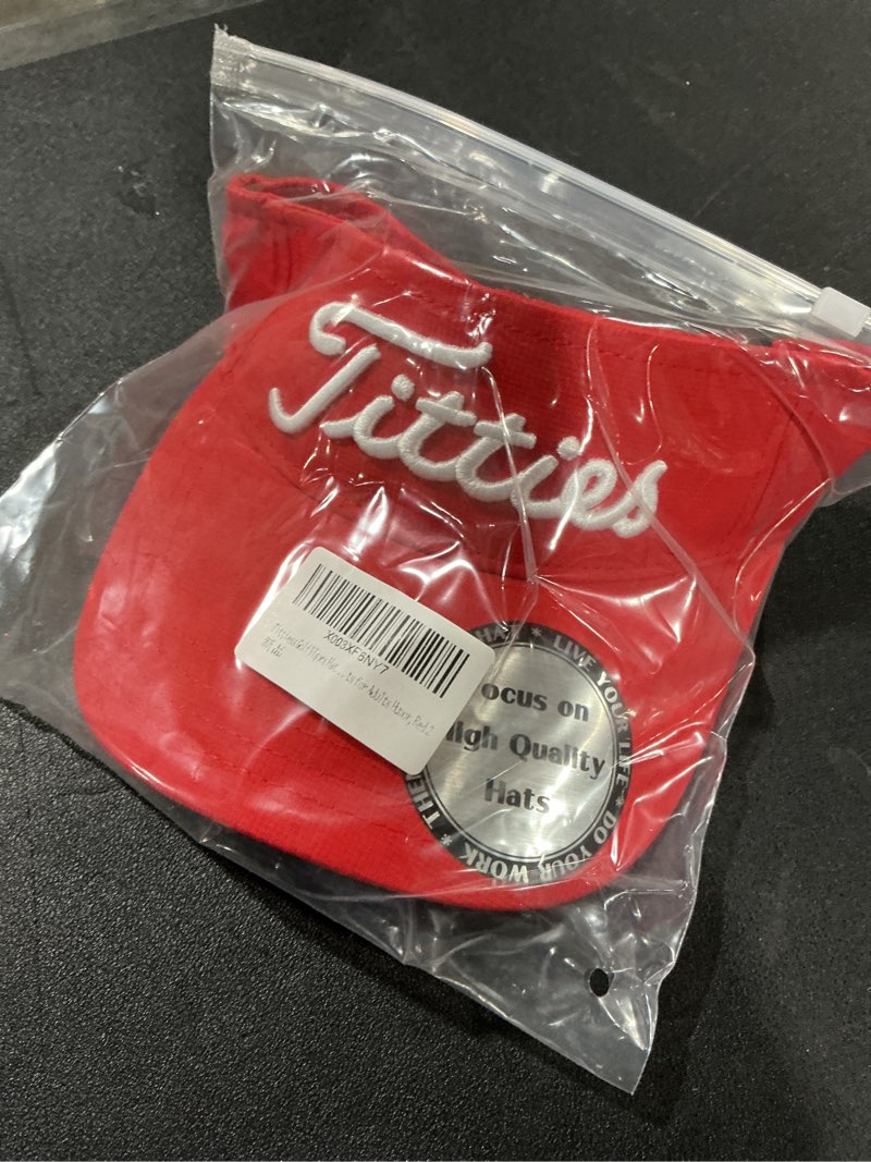 Condition photo showing New/Like New for Tittiess Golf Visors Hats for Men Women,Funny Titties Golf Gifts for Adults Humor,Red 2