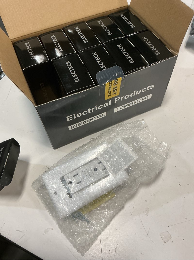 Condition photo showing New/Like New for electeck 10 pack gfci outlets 15 amp, outdoor weather resistant (wr), ultra slim gfi receptacles with led indicator, ground fault circuit interrupter, wallplate included, etl listed, white