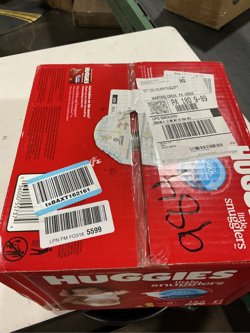 Condition photo showing New/Like New for Huggies Size Newborn Diapers, Little Snugglers Baby Diapers, Size Newborn (up to 10 lbs), 144 Count, Packaging May Vary
