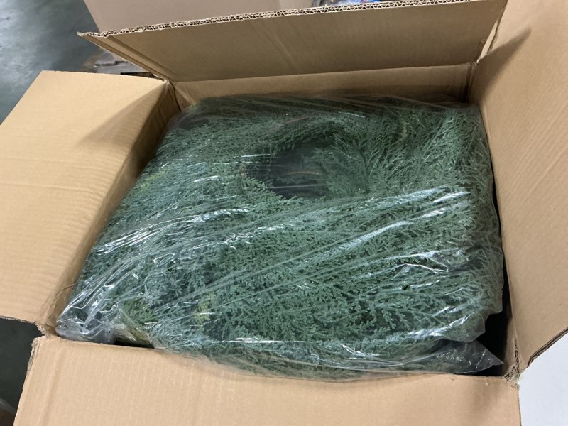 Condition photo showing New/Like New for Christmas Cedar Garland Realistic with Lights - 2 Pack Cypress Decorations 12ft for Mantle Lighted Faux Pine Garlands for Home Indoor Stairs Railing Fireplace 12 Ft Outdoor Prelit Door Decor 12 Ft 2
