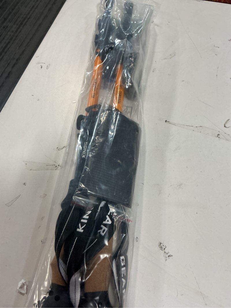 Condition photo showing New/Like New for KINGGEAR Nordic Walking Stick, TP1 Hiking Poles Retractable Lightweight 7075 Aluminum, Trekking Poles with Flip Lock, Natural Cork and EVA Grip, 2pc Hiking Gear Orange