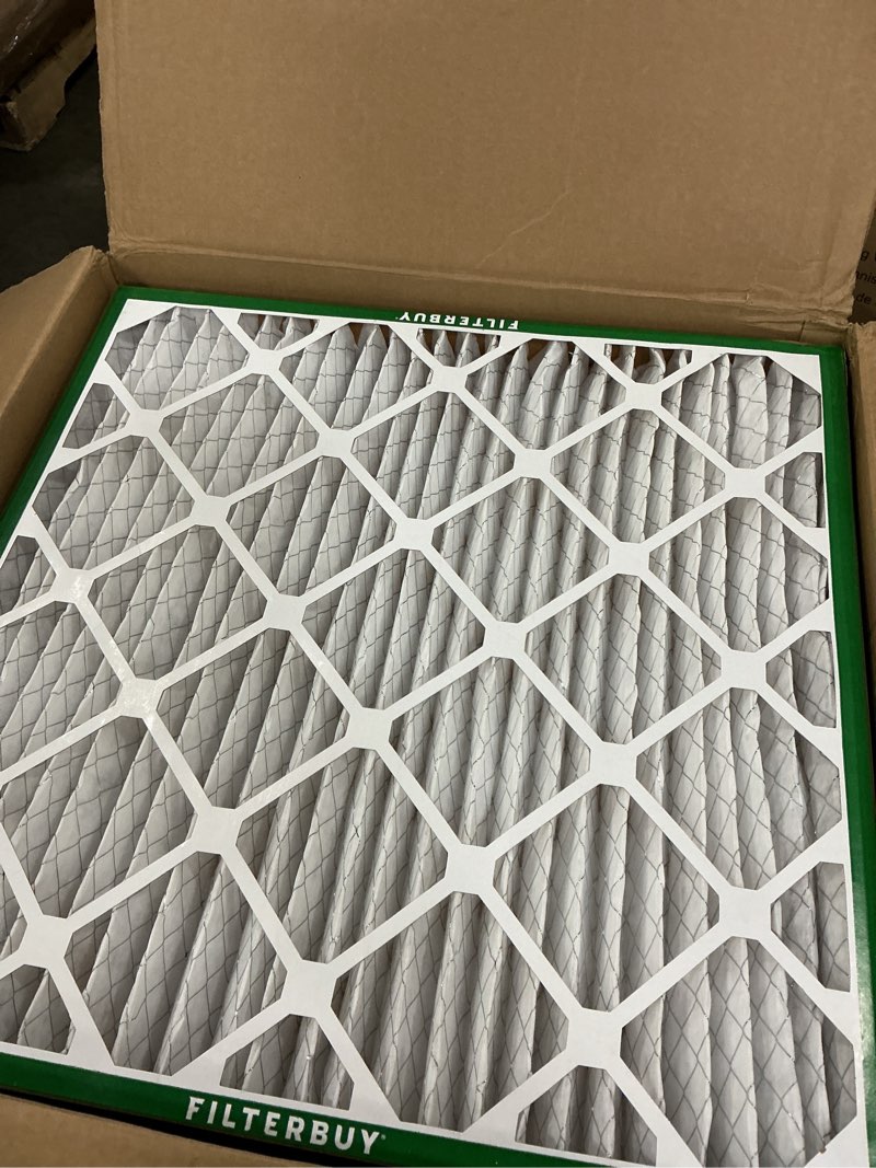 Condition photo showing New/Like New for filterbuy 24x24x2 air filter merv 8 essential dust & allergy defense (12-pack), electrostatic pleated hvac ac furnace filters replacement (actual size: 23.38 x 23.38 x 1.75)