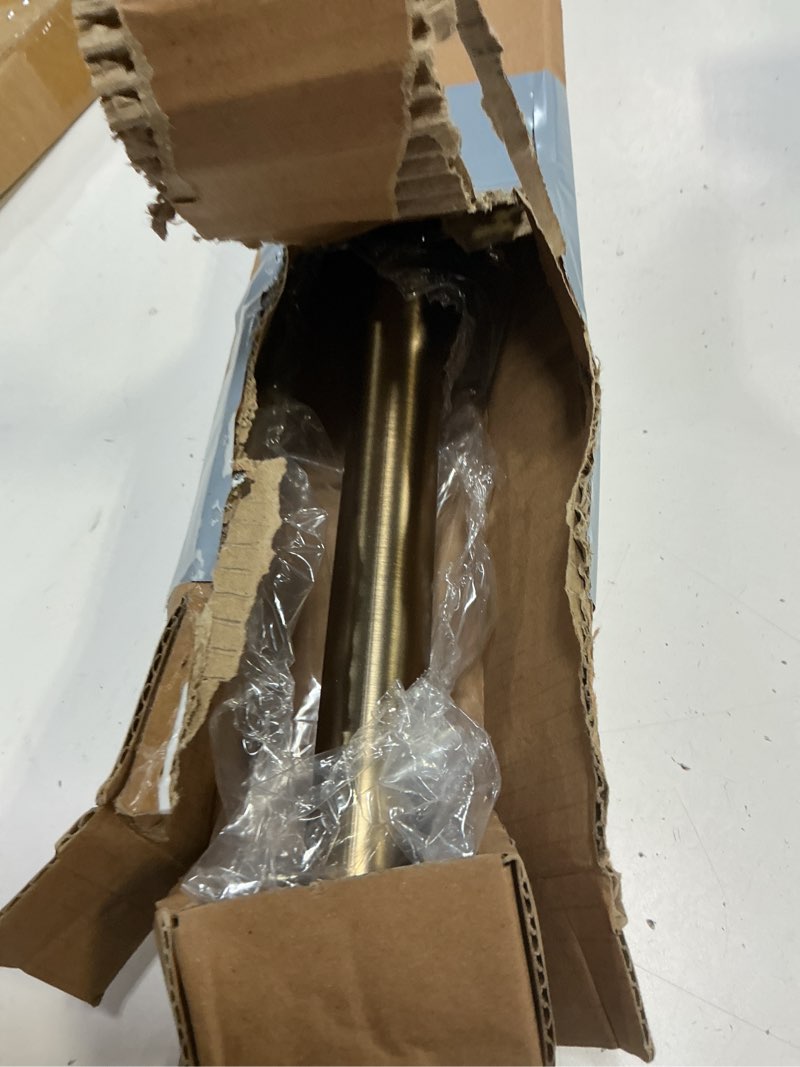 Condition photo showing As Is for ivilon tension curtain rod - spring tension rod for windows or shower, 24 to 36 inch. warm gold 24" to 36" warm gold