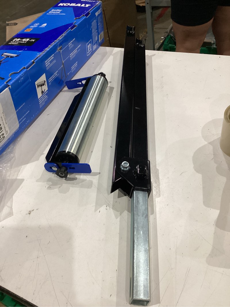 Condition photo showing As Is for kobalt 28 in to 43 in steel adjustable roller stand