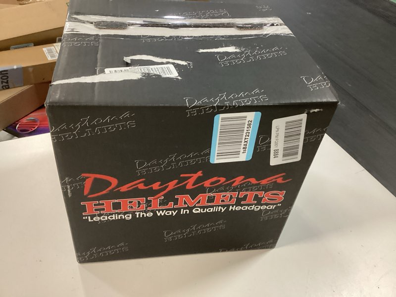 Condition photo showing New/Like New for daytona helmets 3/4 shell open face motorcycle helmet - dot approved, lightweight & comfortable, vintage design for scooter, cruiser & street bikes - adjustable fit, enhanced ventilation & clear visor large hi-gloss white, tribal