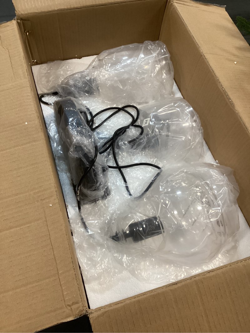 Condition photo showing Good Condition for Wellmet Pendant Lights Kitchen Island Chandelier Globes Glass, 3 Lights Modern Linear Barn Hanging Pendant Lighting for Dining Room, Cluster Ceiling Lighting Fixture for Foyer