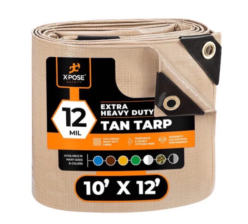 XPOSE SAFETY Canvas Heavy Duty 6 ft. W X 6 ft. L Tan 10 oz. Tarp