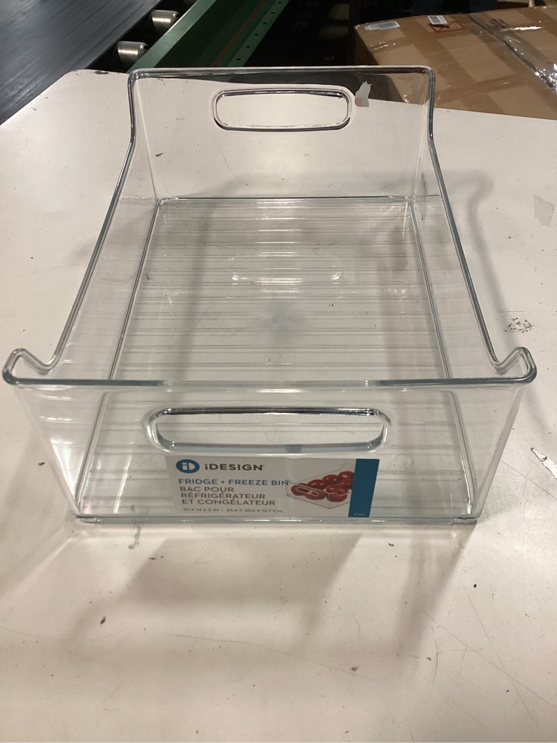Condition photo showing Good Condition for idesign stackable storage bin with handles for pantry or fridge, clear, made in usa pack of 1