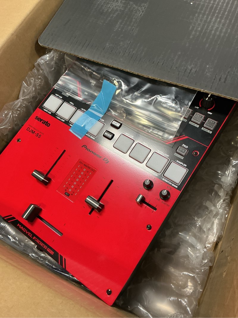 Condition photo showing Good Condition for Pioneer DJ DJM-S5 2-channel Mixer for Serato DJ,Red/Black