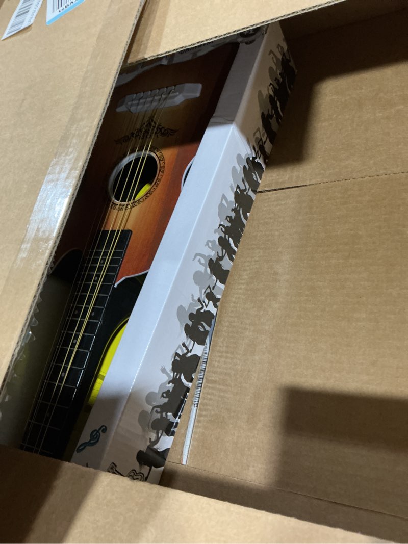 Condition photo showing Good Condition for 23" acoustic guitar, kids 6 string toy guitar - realistic steel strings - beginner practice first musical instrument for children, toddlers (brown)