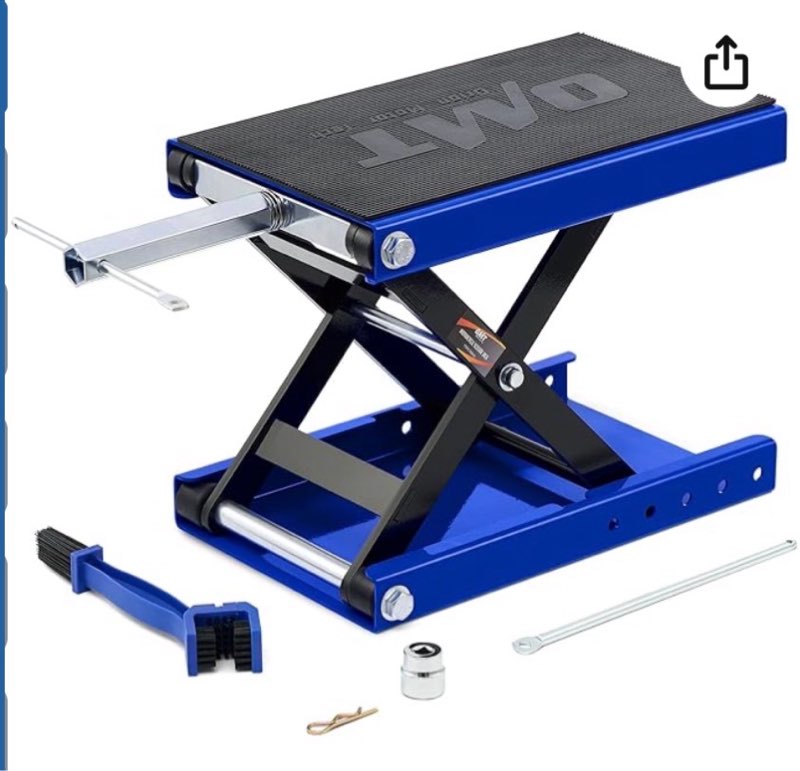 Orion Motor Tech Motorcycle Lift, 1100lb Motorcycle Scissor Lift Jack with Wide Deck T Handle 3/8" Socket, Motorbike Center Stand with Chain Brush, Crank Hoist Stand for ATV Dirt Bike Cruiser, Blue