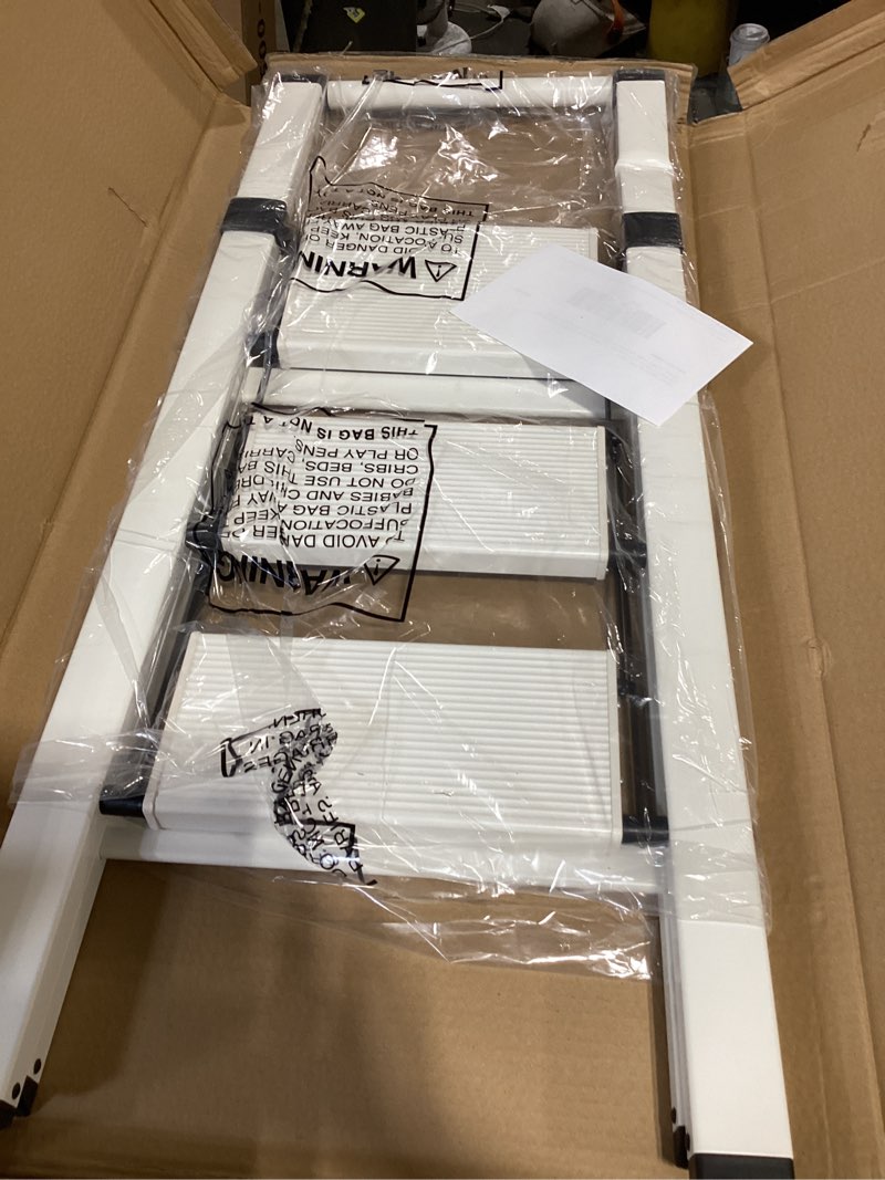 Condition photo showing New/Like New for taranta 3 step ladder, lightweight aluminum step stool with convenient handgrip, folding ladder with anti-slip pedals, 330lbs capacity stepladder for home, office, kitchen - white white 3 step