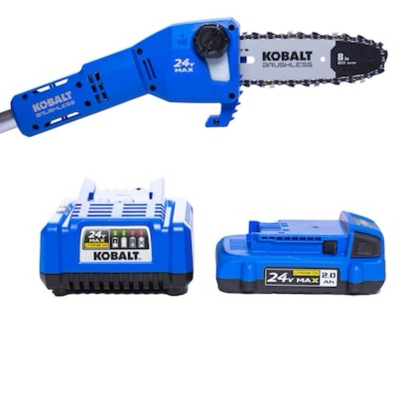 kobalt 24-volt 8-in 2 ah electric pole saw battery included , charger included