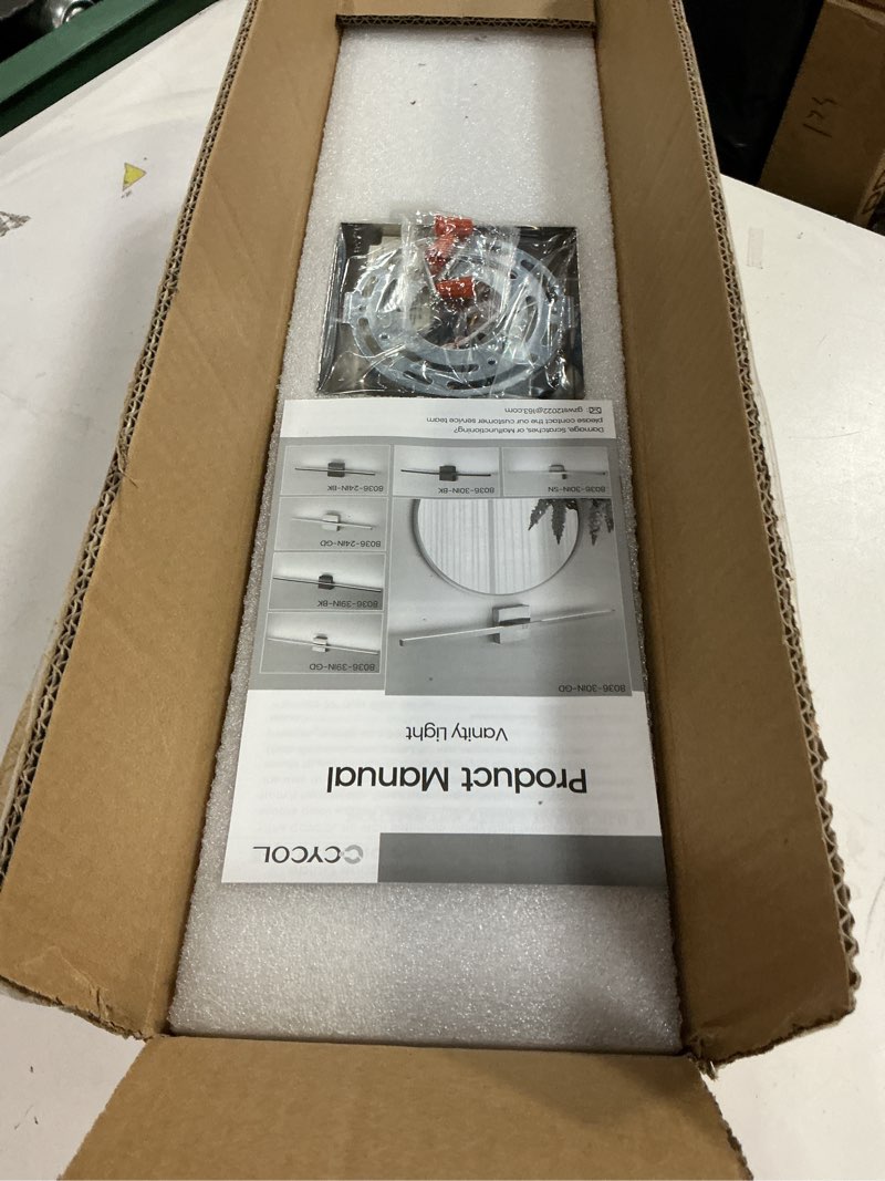 Condition photo showing Good Condition for Bathroom Light Fixtures Over Mirror - 24inch Dimmable Brushed Nickel Vanity Lights for Bathroom 18W LED Vanity Light Bar 3500K Modern Wall Sconce Lighting for Mural Brushed Nickel 24INCH