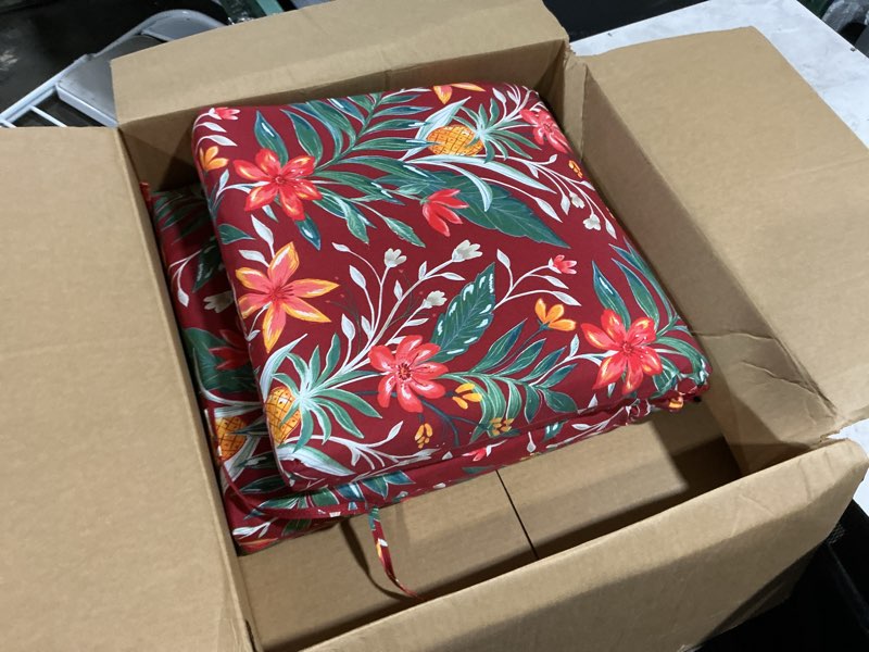 Condition photo showing Good Condition for arden outdoor adirondack or rocking chair cushion, 20 x 17, rain-proof, fade resistant 17 x 20, ruby clarissa ruby clarissa standard adirondack