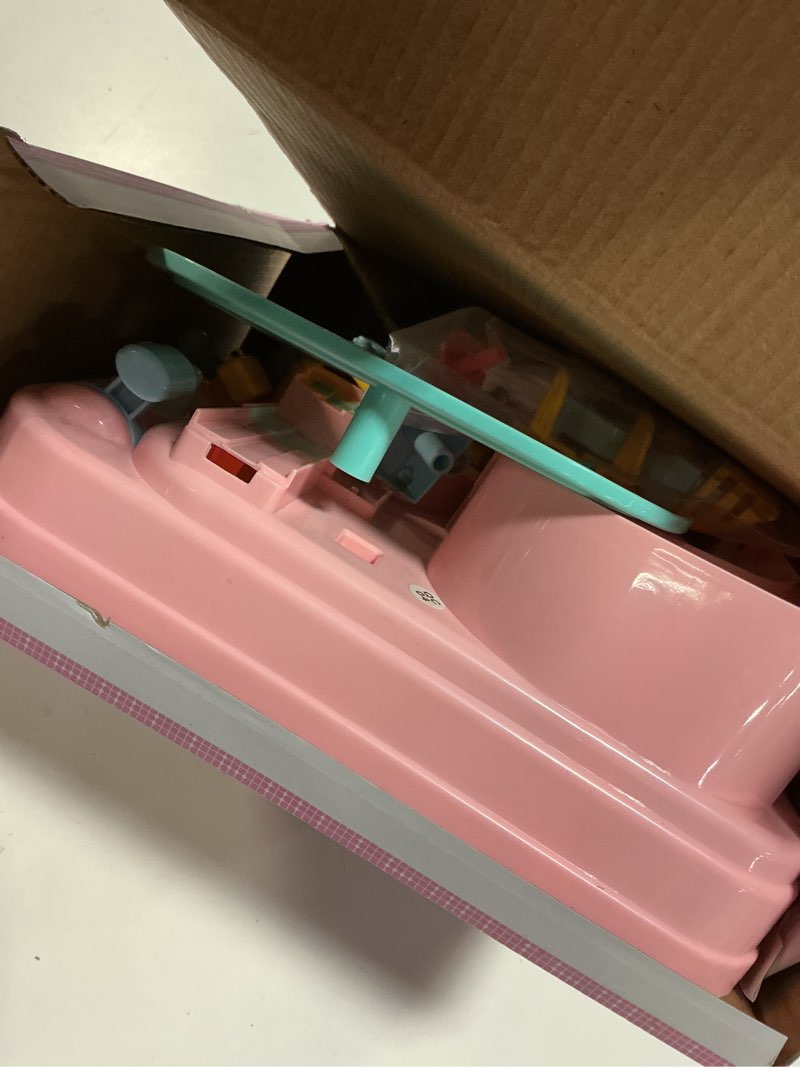 Condition photo showing Good Condition for car race track for kids ages 4-8, kids car toys for 3 year old boys, race track for toddlers 3-5, city set with 3 small cars and helicopter, educational birthday gifts (pink) pink car race track