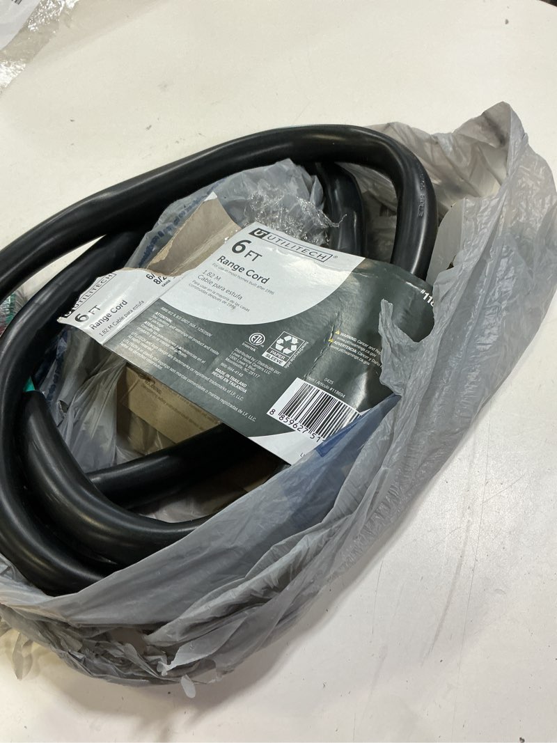 Condition photo showing As Is for utilitech 6-ft 4-prong black range appliance power cord