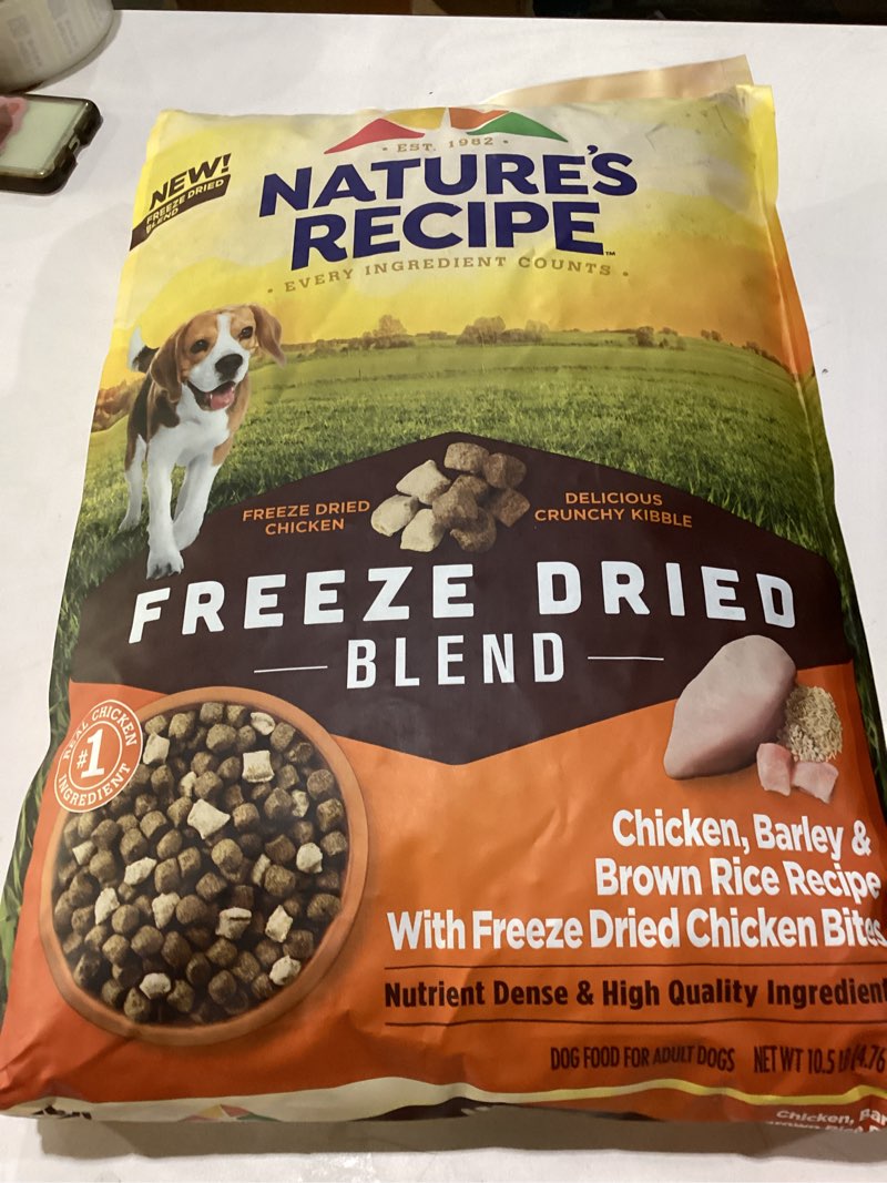Nature’s Recipe Chicken, Barley & Brown Rice Recipe Dry Dog Food with Freeze Dried Chicken Bites 10.