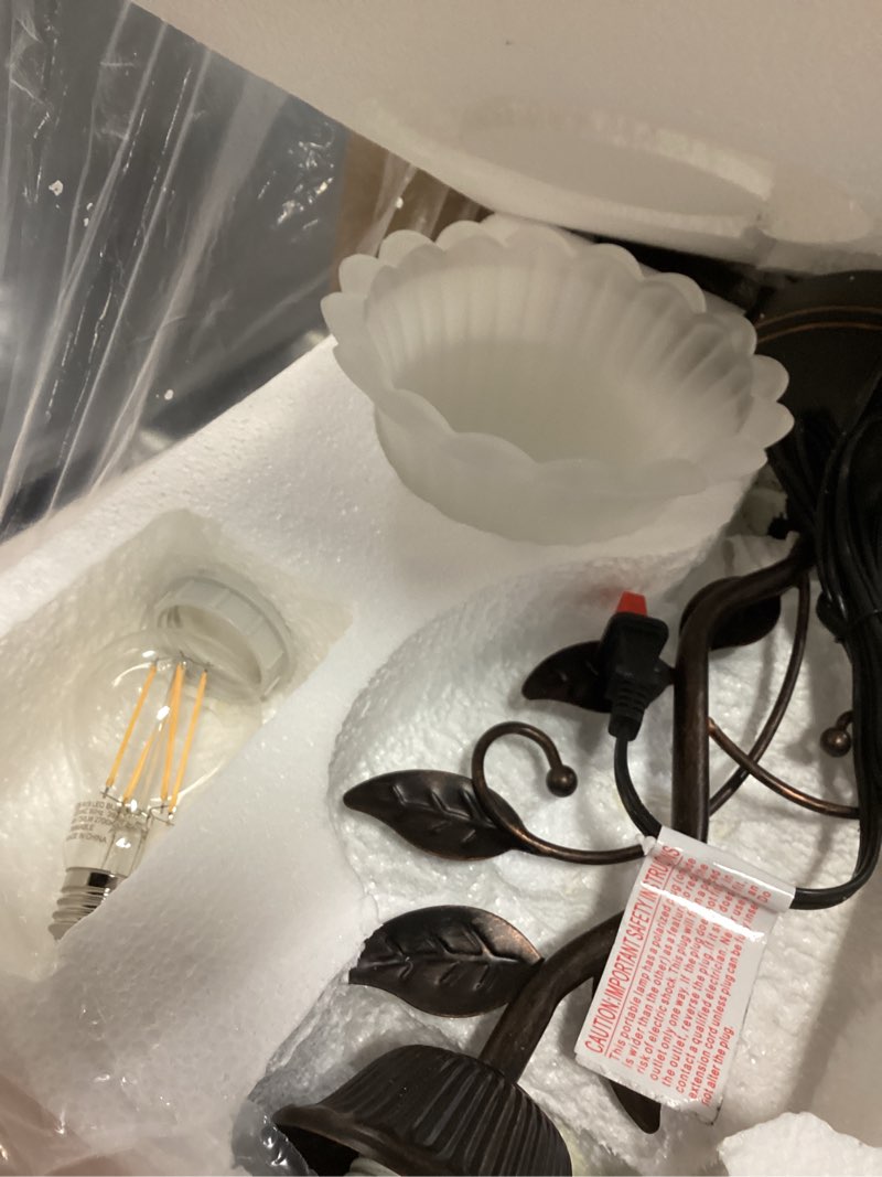 Condition photo showing Good Condition for touch bedside lamp with 2 usb charging ports, 3-way dimmable nightstand lamps, white glass shade vintage rural leaf lamp for living room tabletop bedroom side table, led bulb included 1 pack - black + white glass