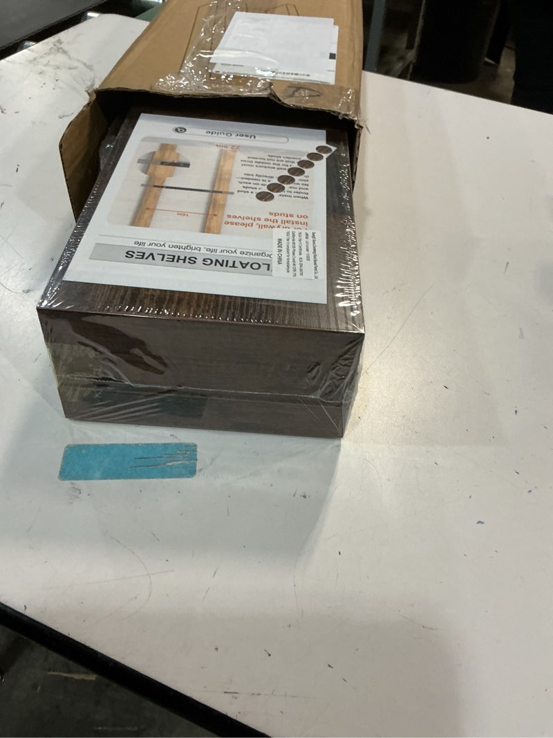 Condition photo showing New/Like New for BAYKA Floating Shelves for Wall, 22.5 Inch Rustic Wood Wall Mounted Shelving for Bathroom, Bedroom, Living Room, Kitchen & Book, Hanging Display Decor Shelf with 22 lbs (Rustic Brown,Set of 3) B. Rustic Brown - Americana Farmhouse Style 3 22.5inches