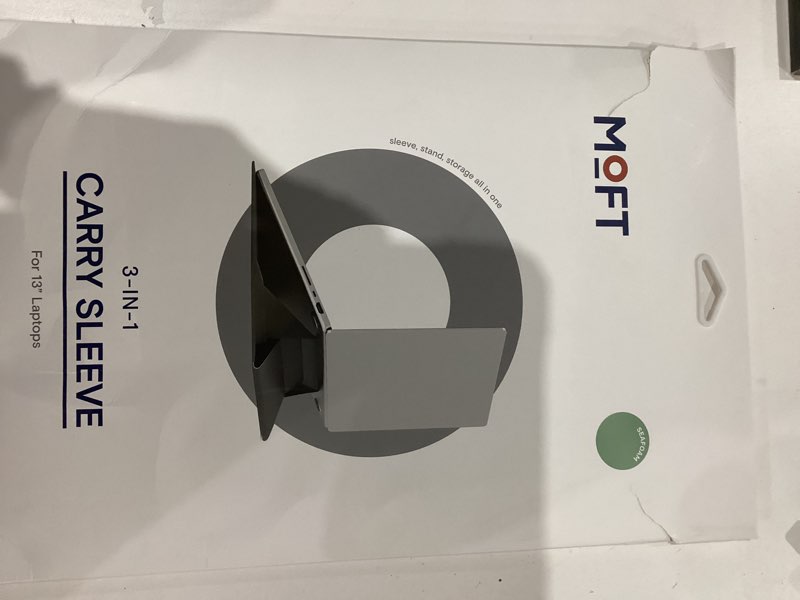 Condition photo showing Good Condition for MOFT Laptop Carry Sleeve, 2-in-1 Laptop Bag & Stand for 13" MacBook Air/Pro & Dell/HP/Lenovo/Asus, Stylish Slim Computer Sleeve Bag with Expandable Storage for Computer Accessories, Seafoam Seafoam 13 inch