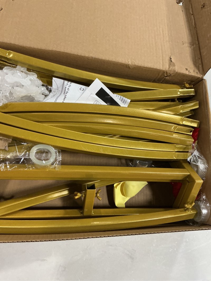 Condition photo showing Good Condition for wokceer 9.2 ft large circle balloon arch stand gold metal round arch backdrop stand for wedding ceremony birthday party bridal shower anniversary background decoration 9.2 ft gold
