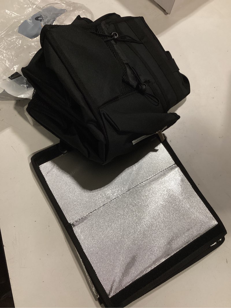 Condition photo showing Good Condition for extra large cleaning caddy bag with built-in support board, cleaning tote organizer with removable divider, supply carryall with adjustable shoulder strap and waist belt for cleaners & housekeeper black extra-large