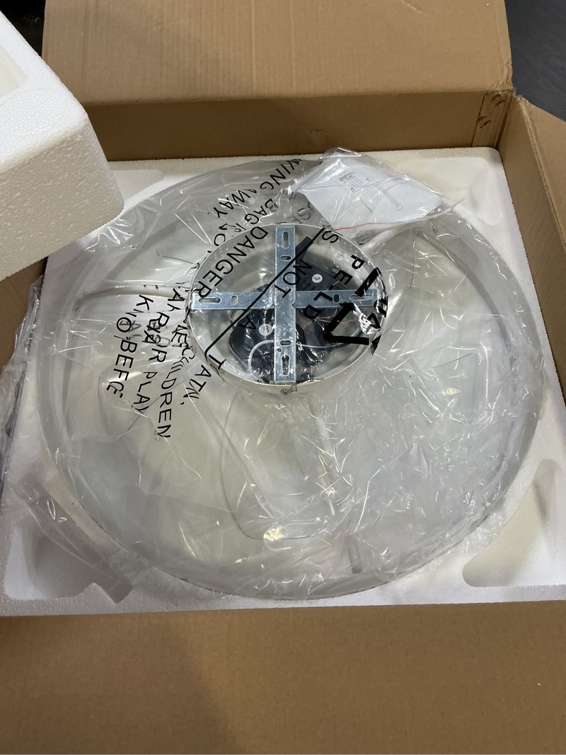 Condition photo showing Good Condition for volisun low profile ceiling fans with lights and remote, 19.7in flush mount ceiling fans with light, 3000k-6500k dimmable fandelier led fan light, white bladeless ceiling fans with lights for bedroom white 19.7 inch