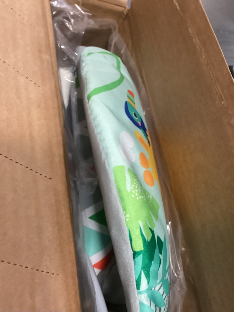 Condition photo showing New/Like New for bright starts baby bouncer soothing vibrations infant seat - removable -toy bar, nonslip feet, 0-6 months up to 20 lbs (safari fun)