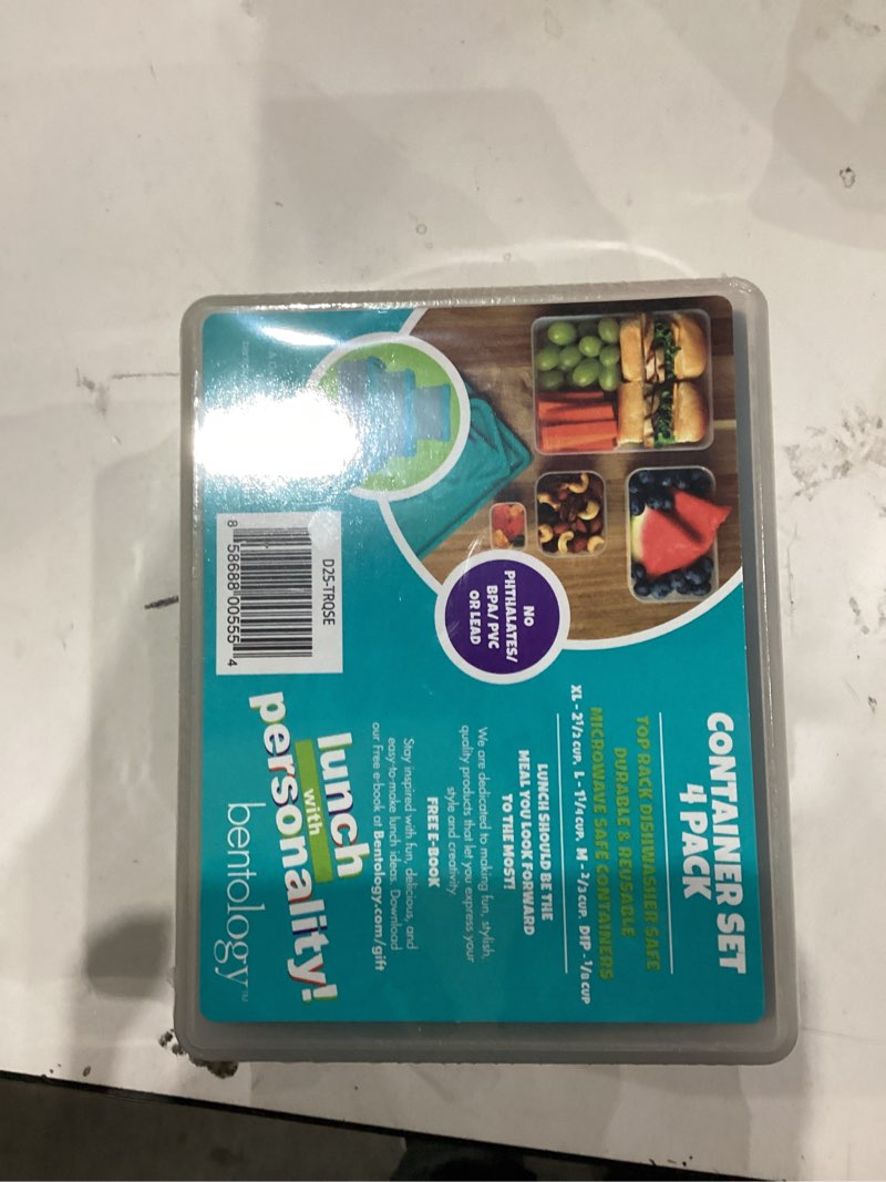 Condition photo showing New/Like New for Reusable Lunch Containers - Set of 4 Microwave Safe, Meal Prep Stackable Nesting Containers, Pack Food, Snacks & Sauces in Leak Proof Compartments w/Lids, Easy to Clean, Fits in Bags & Bento Boxes